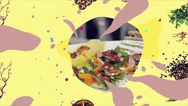 活泼餐馆菜单菜肴介绍缤纷水彩涂抹揭示图文视频的预览图
